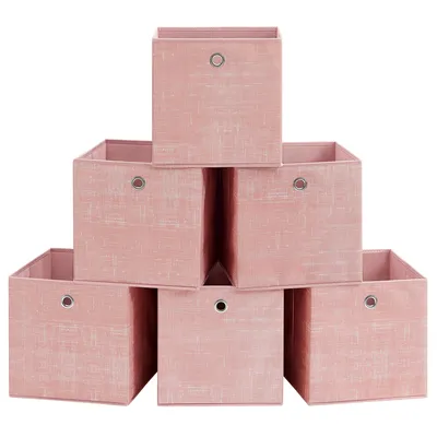 Produktbild von SONGMICS Ordnungsboxen, 6er Set, aus Vliesstoff mit Griff, 30 x 30 x 30 cm, Organizer Box, für Würfelregal, Faltbox, rosa