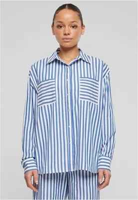 Obrázek produktu pro Dámská košile Urban Classics Ladies Striped Relaxed Shirt white/blue - XS