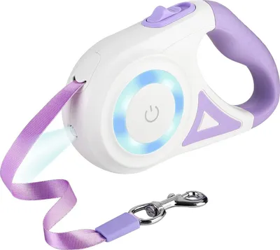 Produktbild von Hundeleine einziehbar mit Licht, 5 m/16 Ft ausziehbare Hundeleine für Nachtspaziergänge, verwicklungsfreie einziehbare Hundeleine für mittelgroße Hunde bis zu 20 kg – Anti-Kau Nylonband