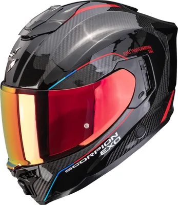 Zdjęcie produktu dla Kask Scorpion Exo-1500 Carbon Air Mundi, czarny/czerwony, rozmiar L (59/60)