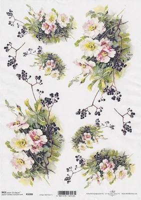 Produktbild von ITD Reispapier Decoupage Bastelpapier Softpapier, R1099 Blumen