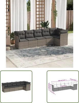 Produktbild von The Living Store 6-tlg. Garten-Sofagarnitur mit Kissen Grau Poly Rattan