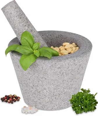 Productafbeelding van Famanu mortel van onbewerkt graniet met stamper - 10 x 14 cm