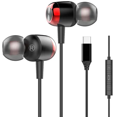 Obrázek produktu pro Sluchátka s kabelem USB-C, sluchátka do uší, černá barva, kompatibilní s modelem A17