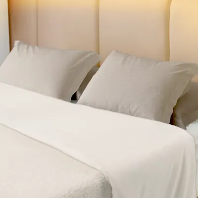 Produktbild von Deko Wohnzimmer Decke Kuscheldecke Tagesdecke Waschbar Teddy Modern Flauschig 200x240cm Creme
