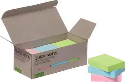 Obrázek produktu pro Q-Connect® KF17326 Samolepicí bloček recyklovaný - 51 x 35 mm, pastelový, 12 kusů