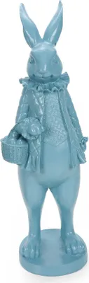 Produktbild von Deko-Hase, großer Osterhase mit Ostereier-Korb, Deko-Figur für Ostern aus Polyresin, Höhe 51 cm, blau, Osterdekoration