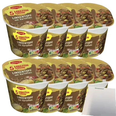 Produktbild von Maggi 5 Minuten Linseneintopf Kartoffeln VPE (8x49g Packung) + usy Block