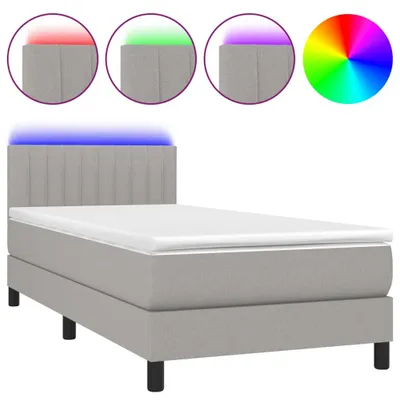Produktbild von vidaXL Boxspringbett mit Matratze & LED Hellgrau 90x190 cm Stoff