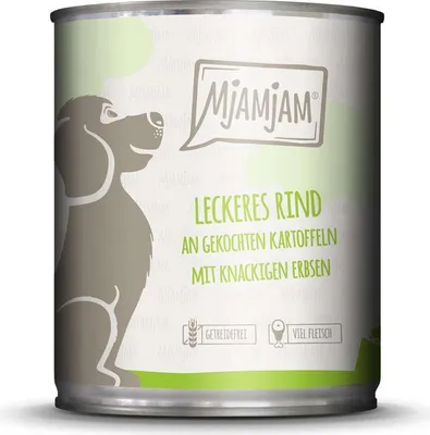 Produktbild von MjAMjAM leckeres Rind an gekochten Kartoffeln mit knackigen Erbsen, Adult, jede Rasse, Rind, Gemüse, 800 g, Zuckerfrei