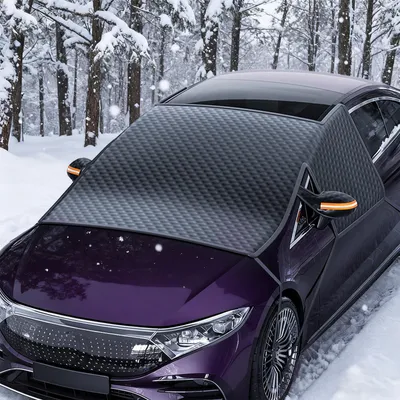 Produktbild von Frontscheibenabdeckung Winter, Wasserdichte & Eis Schnee Windschutzscheibenabdeckung Auto mit 9 versteckten Magneten & Außenspiegelabdeckungen