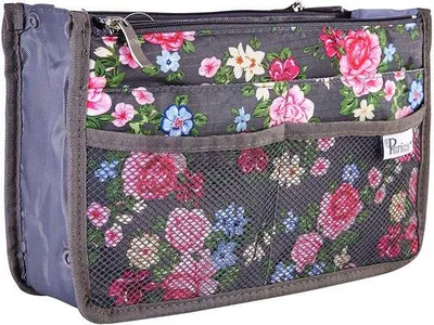 Produktbild von Handtaschen Organizer klein medium groß Blümchen Grau