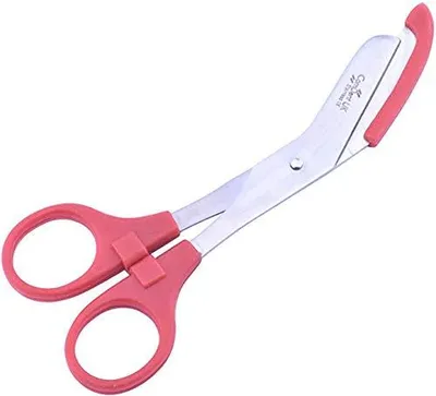 Verbandschere mit runder Spitze, rot, Sicherheitsschutz, 14,6 cm