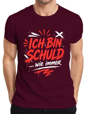 Productafbeelding van "Ik ben schuldig, zoals altijd," sarcastisch, grappig, statement T-shirt, bordeauxrood, maat XXL