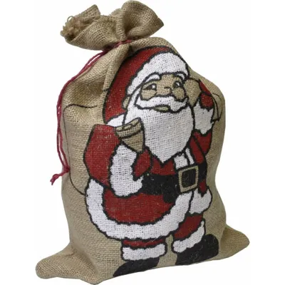 Zdjęcie produktu dla Worek Świętego Mikołaja z juty z nadrukiem 25x35cm natura