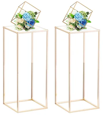 2er-Set Goldene Vasen 60 cm mit Acryl-Paneel für Hochzeit