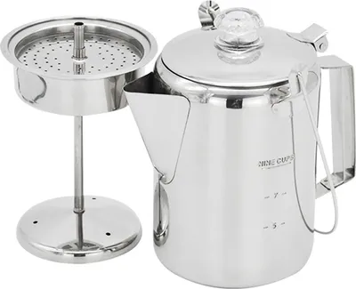 Produktbild von 1,2 l Outdoor 9 Tassen Edelstahl Perkolator Kaffeekanne Kaffeemaschine fuer Camping Home Kitchen