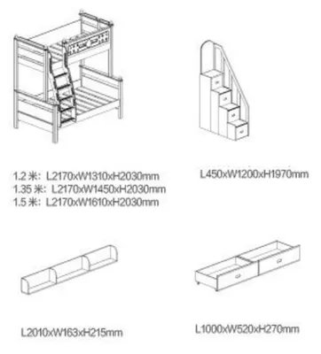 Produktbild von Doppelstockbett Holz Hochbett weiß Etagenbett Stockbett Kinderbett Jugendbett
