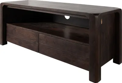 Image de MASSIVMOEBEL24 | Meuble TV 125x45 Acacia laqué Tabac BUENO #4002