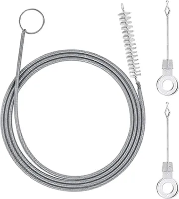 Produktbild von lange, flexible Kühlschrank-Scheuerbürste, Reinigungsbürste, 155 cm, schmales Abflussloch-Reinigungswerkzeug, Schlauch, wiederverwendbare Abflussreinigungsbürste, für Küchenspüle, Badezimmerdusche, mit 2 Überlaufschutz