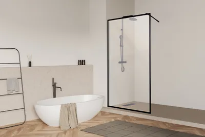 Produktbild von Duschwand 120cm MARWELL Duschabtrennung Walk-In Style black - 120x195cm - Walk-In Dusche in schwarz - hochwertige Aluminiumprofile