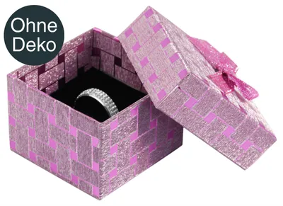 Produktbild von Schmuckbox mit Schleife, VE24, Maße: 5,5 x 5,5 x 4 cm
