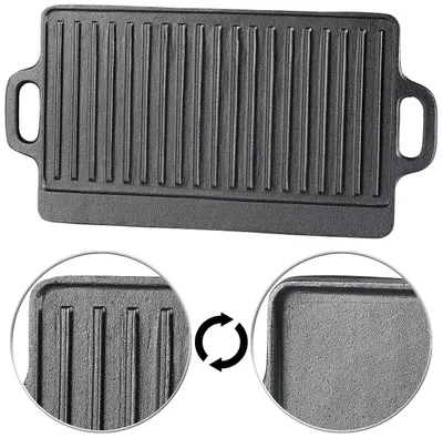 Image de Plaque-gril de cuisson réversible en fonte - 46 x 23 cm