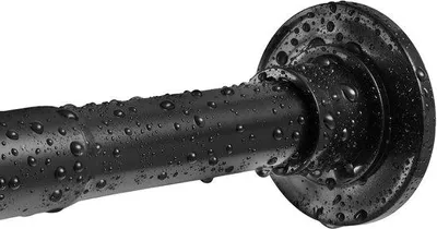 Produktbild von Famanu Duschvorhangstange verstellbar 74-231 cm - Schwarz, rostfrei, ohne Bohren