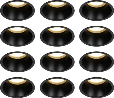 Zdjęcie produktu dla QAZQA – nowoczesny zestaw 12 wbudowanych reflektorów czarnych GU10 70 mm IP44 – Dept I Salon I Sypialnia – okrągłe aluminiowe – przystosowane do diod LED GU10