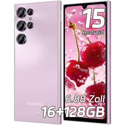Produktbild von OUKITEL C61 Handy ohne Vertrag, Android 15 Smartphone 16GB RAM 128GB ROM, 6,88 Zoll Display, 5150mAh Akku, 4G Dual SIM, 13MP Kamera, Violett