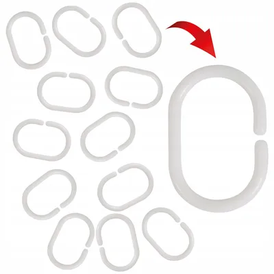 Produktbild von Sepio Duschvorhangringe 12 Stück, 5,8 x 3,9 cm, Weiß