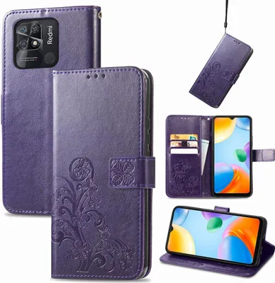 Produktbild von König Design Hülle kompatibel mit Xiaomi Redmi 10C Kunstleder Handyhülle - Handy Case Violett