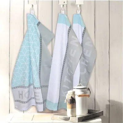 Produktbild von Dyckhoff Geschirrtuch 3er Set 'Home/Kitchen'  50 x 70 cm Blau