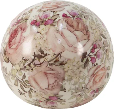 Image de Clayre & Eef Figurine Ball Ø 9x8 cm Fleurs en céramique rose