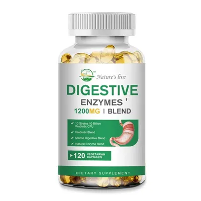 Immagine prodotto di Miscela di enzimi digestivi 1200mg (120 capsule) integratore alimentare, probiotici, digestione, salute dell'apparato digerente, sistema immunitario