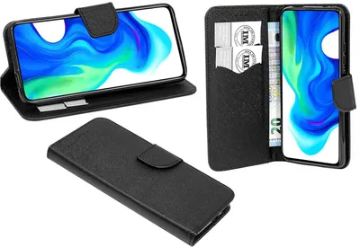 Produktbild von Buch Tasche "Fancy" kompatibel mit XIAOMI REDMI K30 PRO Handy Hülle Etui Brieftasche Schutzhülle mit Standfunktion, Kartenfach Schwarz
