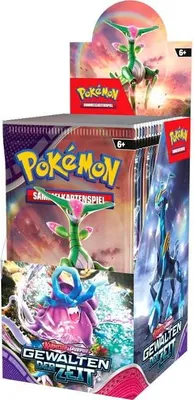 Produktbild von Pokémon Karmesin & Purpur Gewalten der Zeit | Display mit 18 Booster Packs | 180 Karten | Deutsch