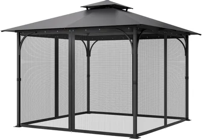Produktbild von VEVOR Moskitonetz für Pavillon, Mückennetz-Ersatz, passend für 304,8x304,8x198,1 cm große Pavillons, Insektennetz, 4-teiliger Seitenwand-Pavillonvorhang, mit Doppelreißverschluss (Nur Netz)