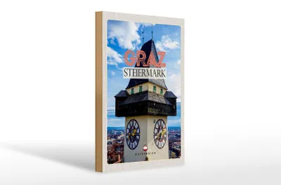 Produktbild von Holzschild Reise 20x30cm Graz Steiermark Kirche Stadt
