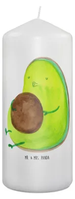 Produktbild von Mr. & Mrs. Panda Kerze Avocado Pfeifen 19 x 8 cm - Weiß - Geschenk, Abnehmen, Diät, Erinnerungskerze, Wachskerze, Stumpenkerze, Blockkerze, Ernährung, Erinnerungslicht
