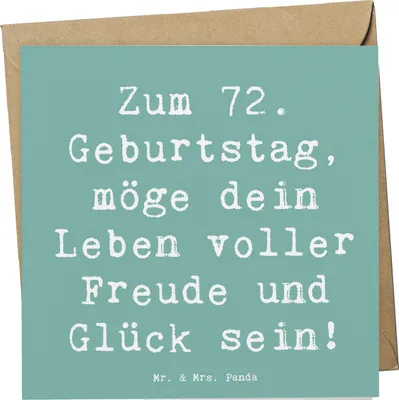 Produktbild von Mr. & Mrs. Panda Glückwunschkarte Spruch 72. Geburtstag Freude - Meeresbrise - Geschenk, Erinnerungen, doppelkarte, Grußkarte, Liebe, besonderer Tag, Happy Birthday