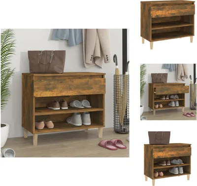 Obrázek produktu pro vidaXL Botník kouřový dub 70x36x60 cm materiál na bázi dřeva - Botníky a skříně