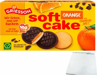Produktbild von Griesson Soft Cake Orange mit Fruchtfüllung (300g Packung) + usy Block