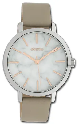 Imagen del producto de Reloj de pulsera Oozoo Damenuhr, correa de cuero en color beige claro, movimiento de cuarzo, esfera analógica, modelo D3UOC10112
