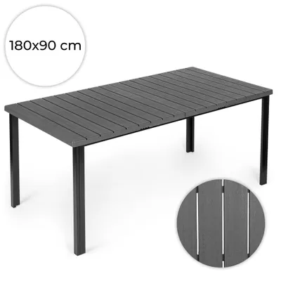 Immagine prodotto di Grande tavolo da giardino per 8 persone, 180×90 cm, in HDPE grigio