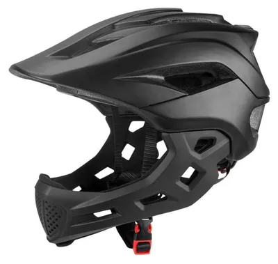 Image de Casque de vélo pour enfant 2-en-1 avec protection du menton, noir, taille 52-56 cm