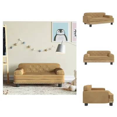Zdjęcie produktu dla vidaXL Sofa dziecięca brązowa 70x45x30 cm aksamitna - Meble dla niemowląt i małych dzieci