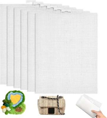 Productafbeelding van 14CT plastic canvas vellen - Schildersdoek - Set van 6 - 21 X 28 cm - Vierkante plastic canvas
