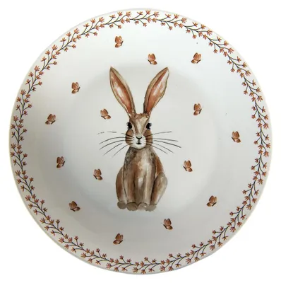 Immagine prodotto di Piatto da colazione Clayre & Eef Ø 20 cm Coniglio in porcellana marrone beige