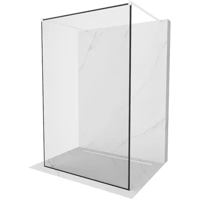 Obrázek produktu pro Mexen Kioto volně stojící sprchová zástěna 110 x 200 cm, Průhledné/Černý vzor 8 mm, Bílá - 800-110-002-20-70